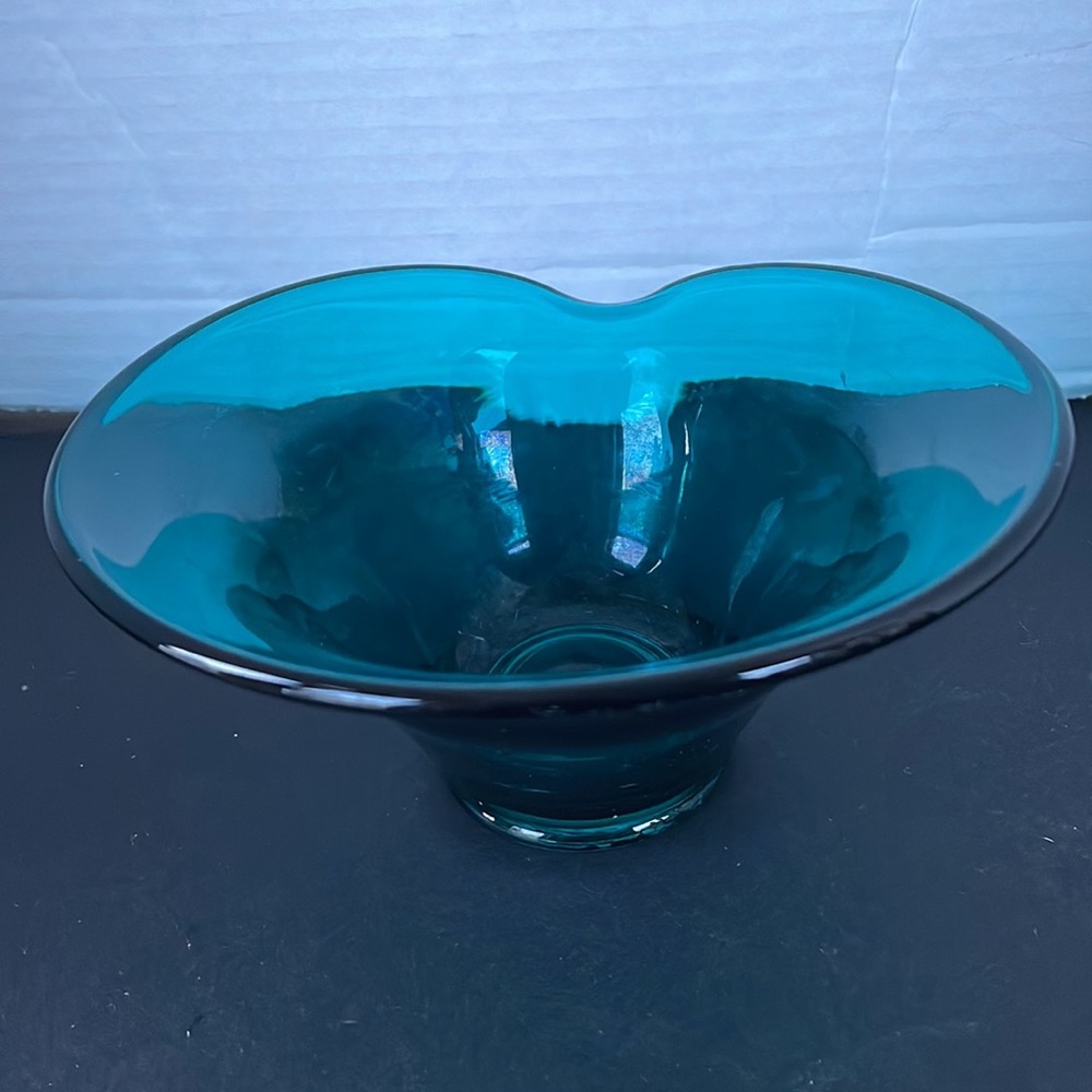 Vintage turquoise bowl art glass - Picture 3 of 12